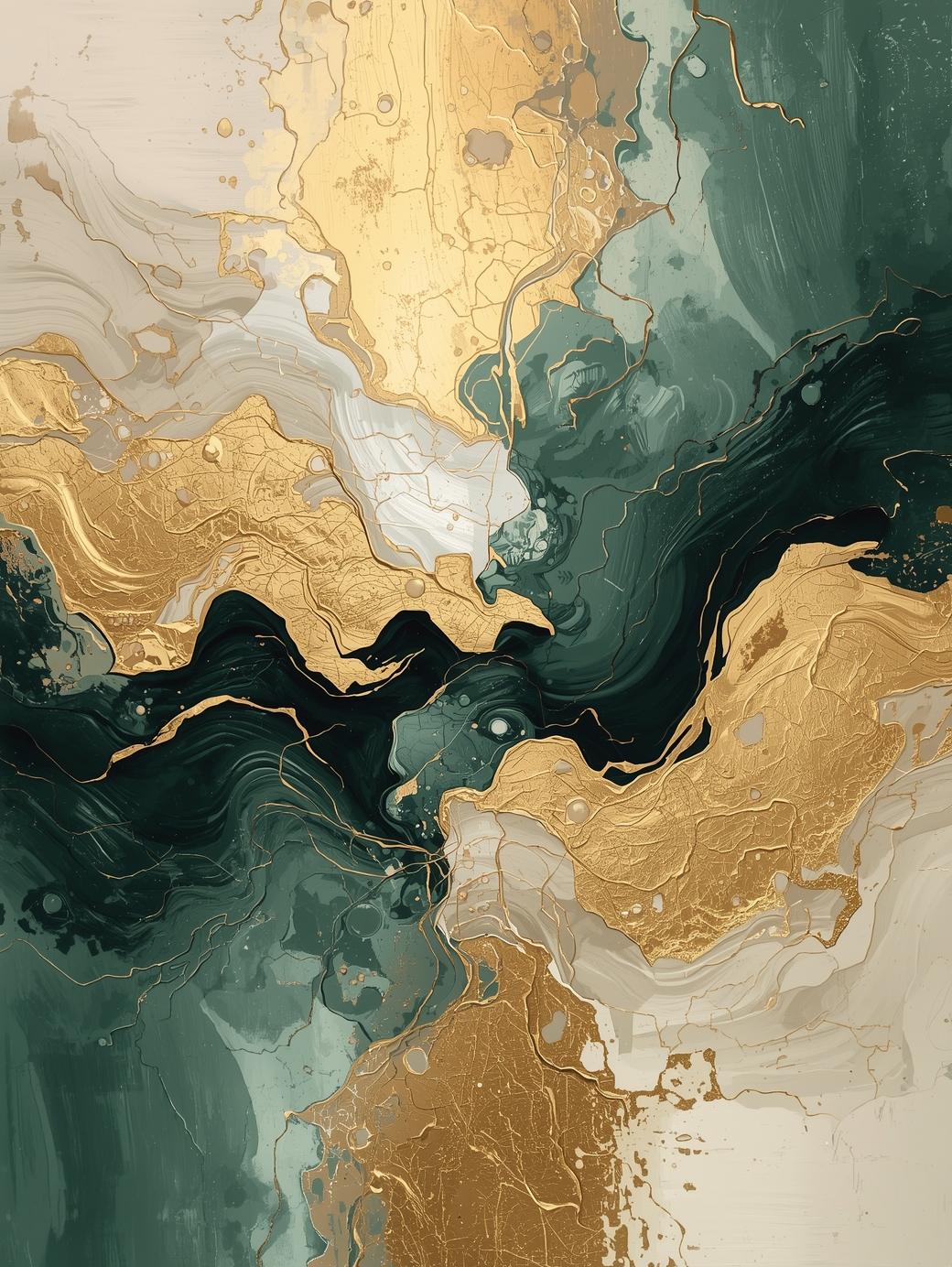 Golden Currents - Hand Painting
