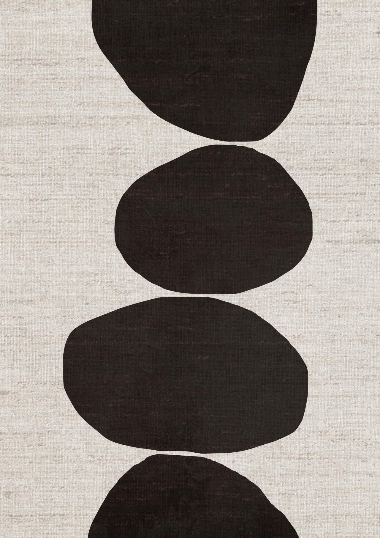 Natural Stacked Stones Black Dining Room Wall Art