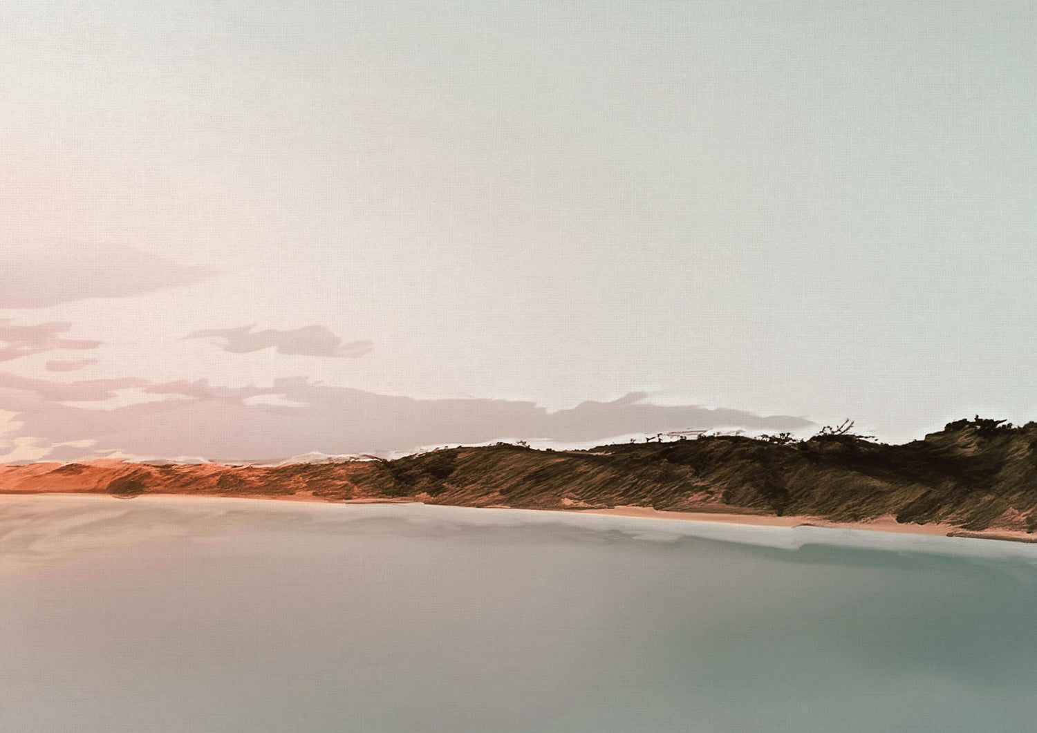 Hand-painted artwork of Muirs Beach at sunset, showcasing serene landscapes by Kline Collective, ready to hang. Dining Room Wall Art