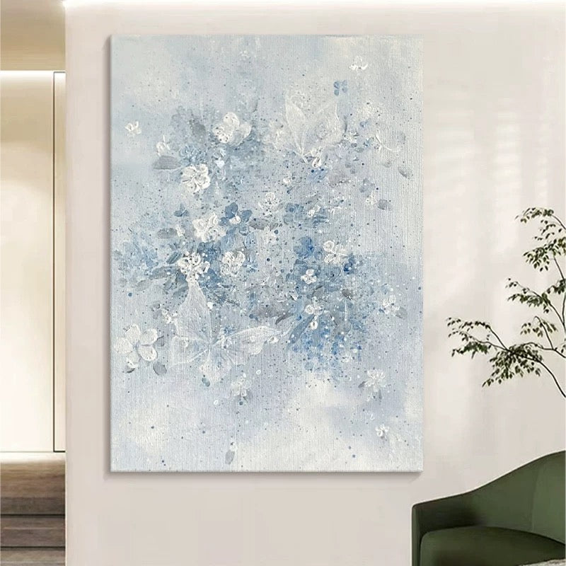 Azure Bloom Floral Painting - Hand Painting