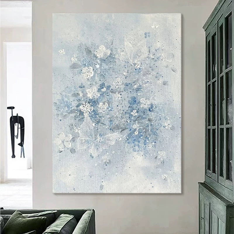 Azure Bloom Floral Painting - Hand Painting