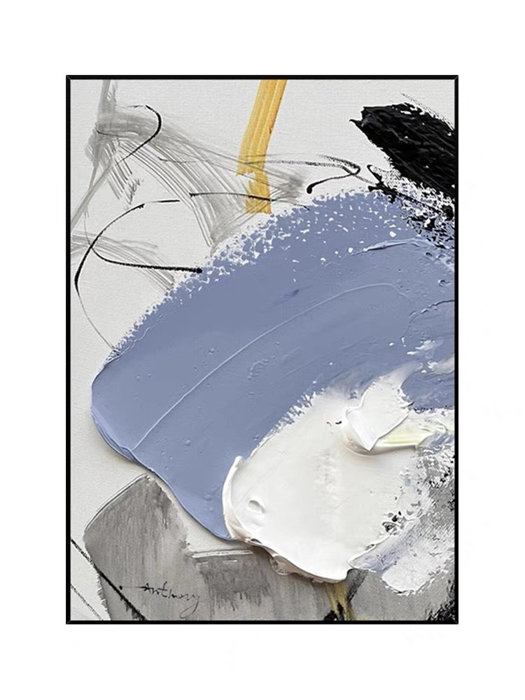 Schwarzes und blaues strukturiertes Ölgemälde