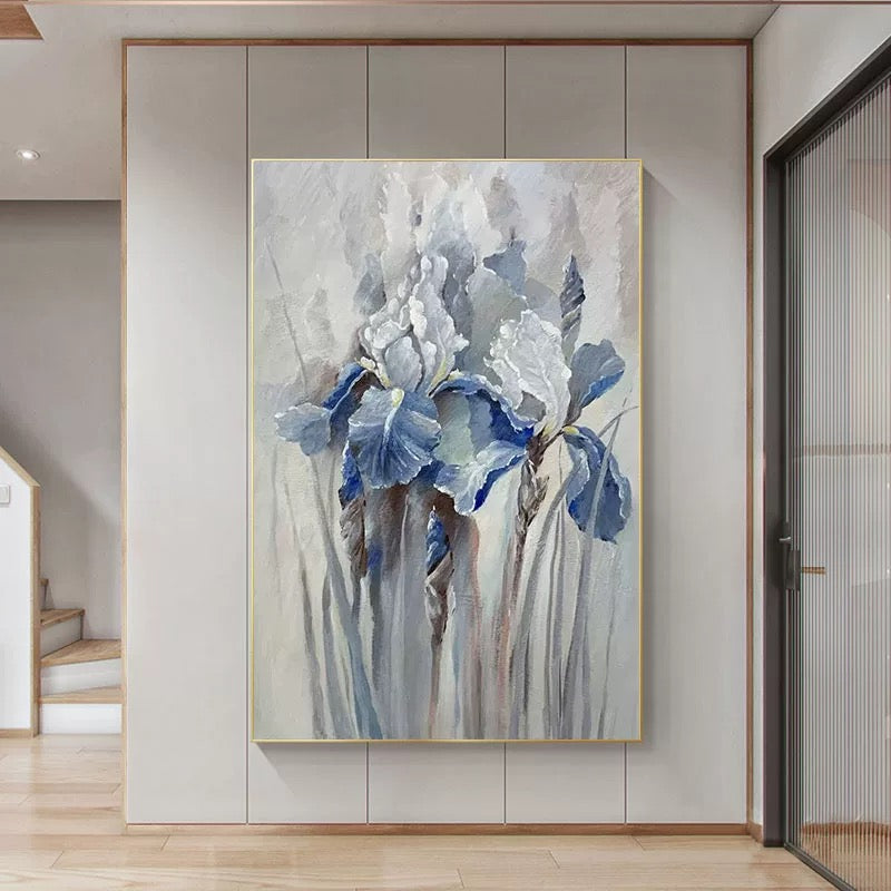 Blue Iris Harmony - Hand Painting