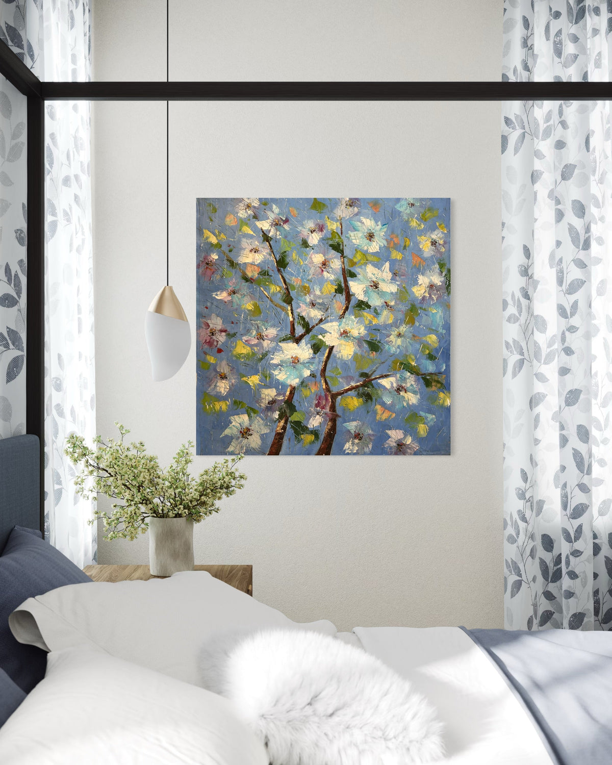 Blue Petal Symphony - Hand Painting