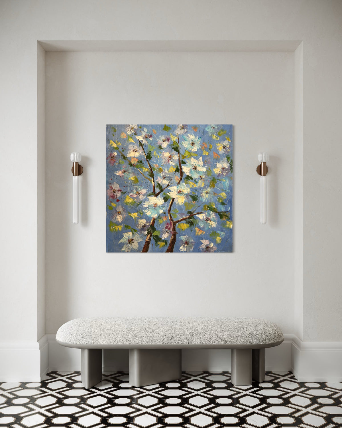 Blue Petal Symphony - Hand Painting