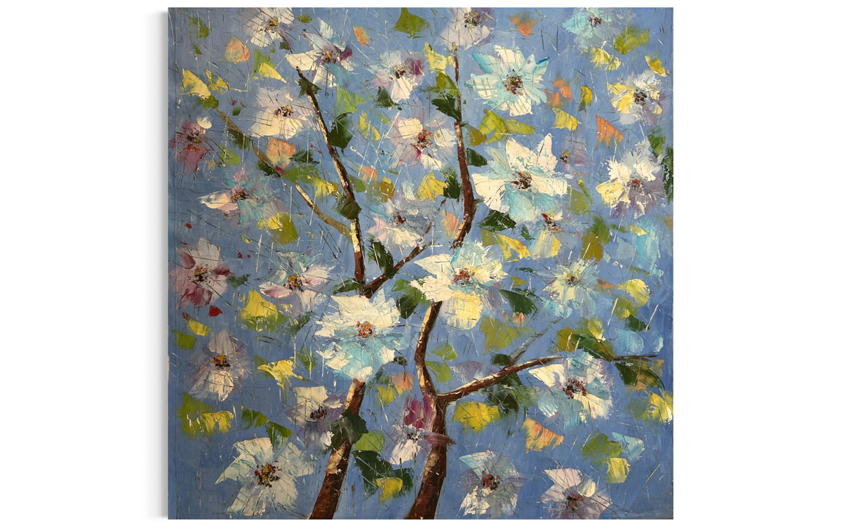 Blue Petal Symphony - Hand Painting
