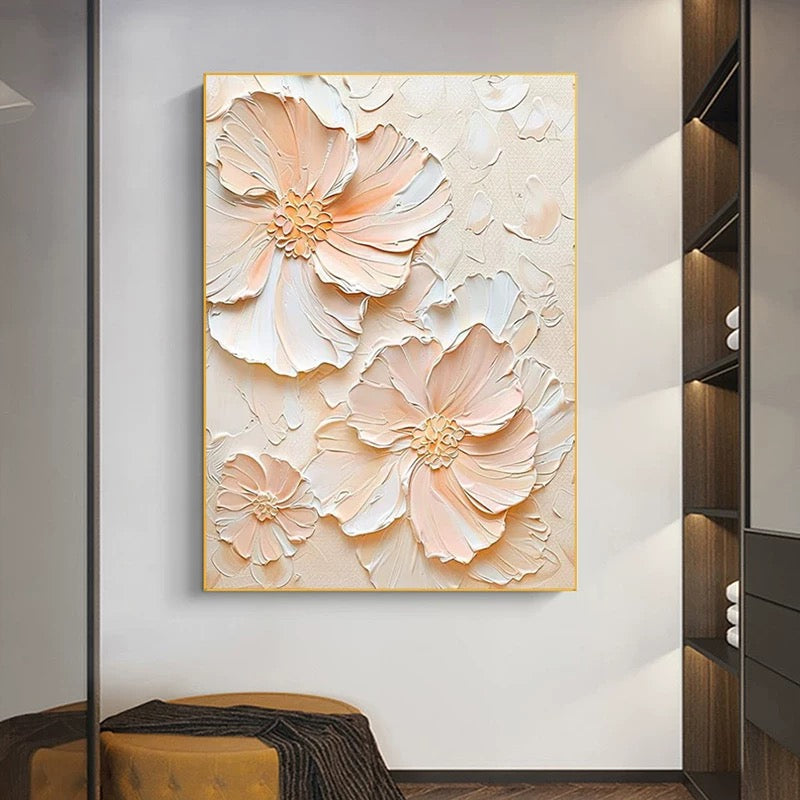 Blush Bloom Textured Floral Painting