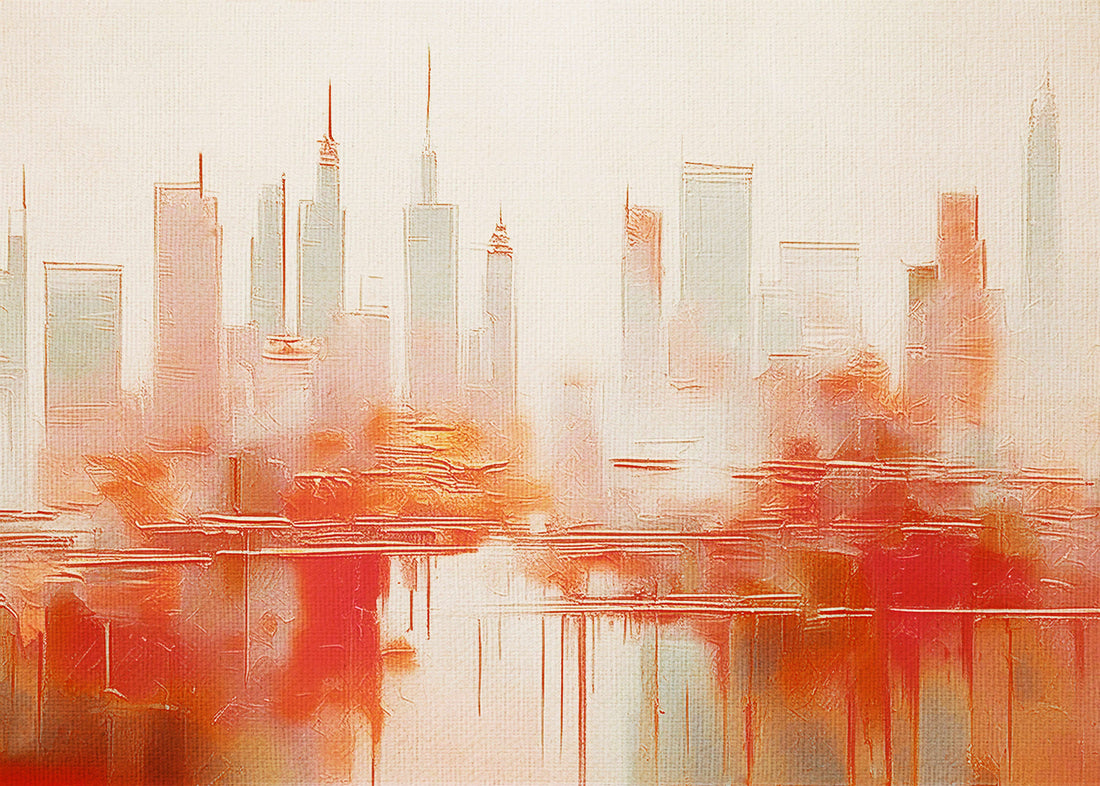 Buildings at Dusk 4 - Hand Painting