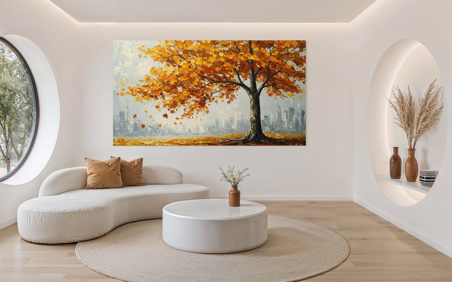 Dancing Leaves on Concrete Dining Room Wall Art