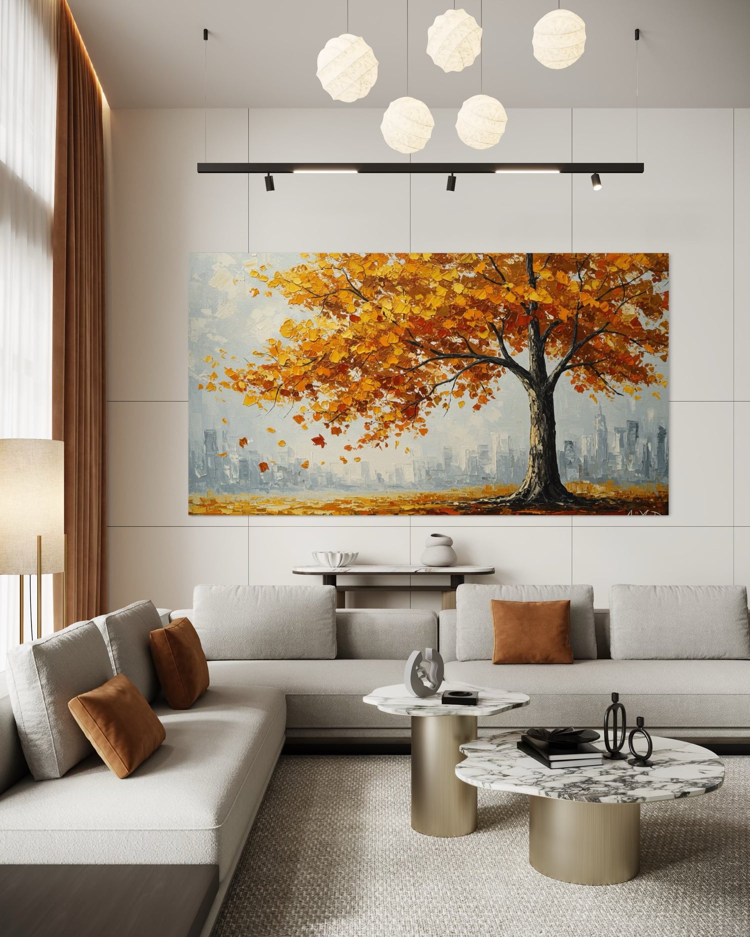 Dancing Leaves on Concrete Dining Room Wall Art