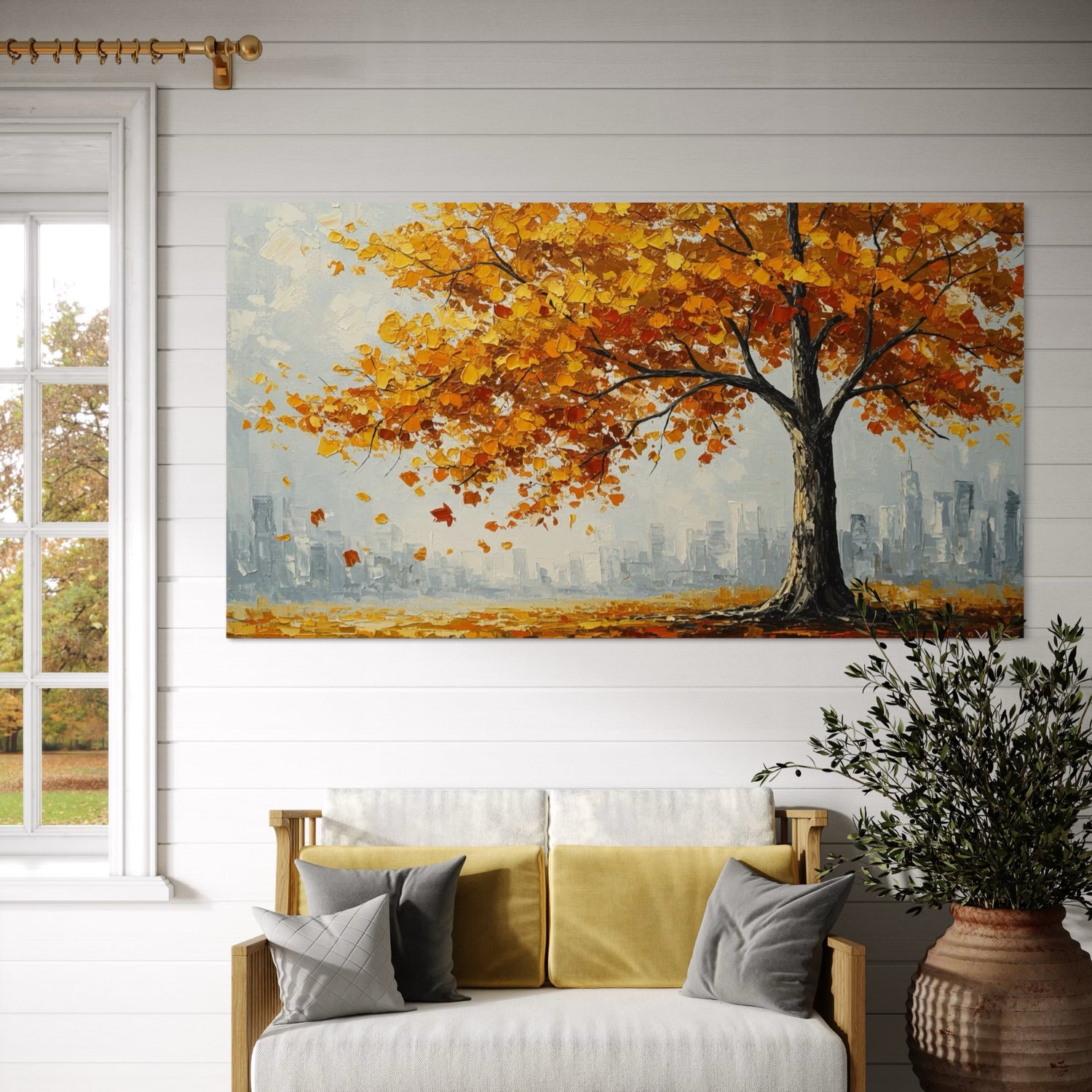 Dancing Leaves on Concrete Dining Room Wall Art