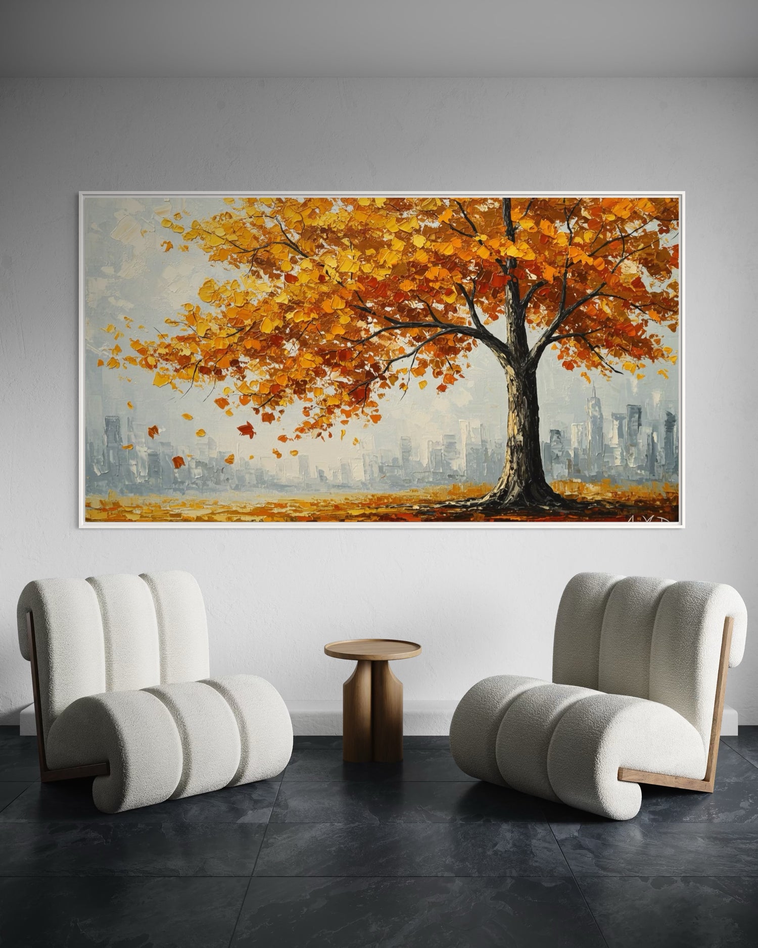 Dancing Leaves on Concrete Dining Room Wall Art