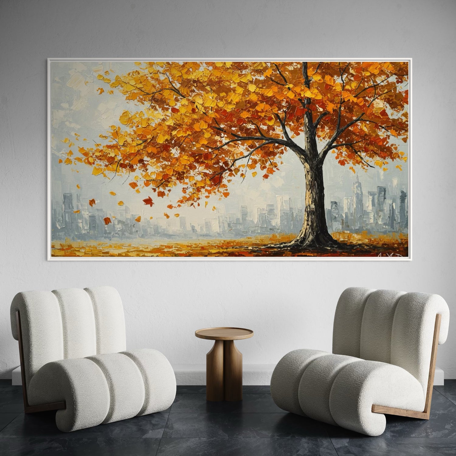 Dancing Leaves on Concrete Dining Room Wall Art