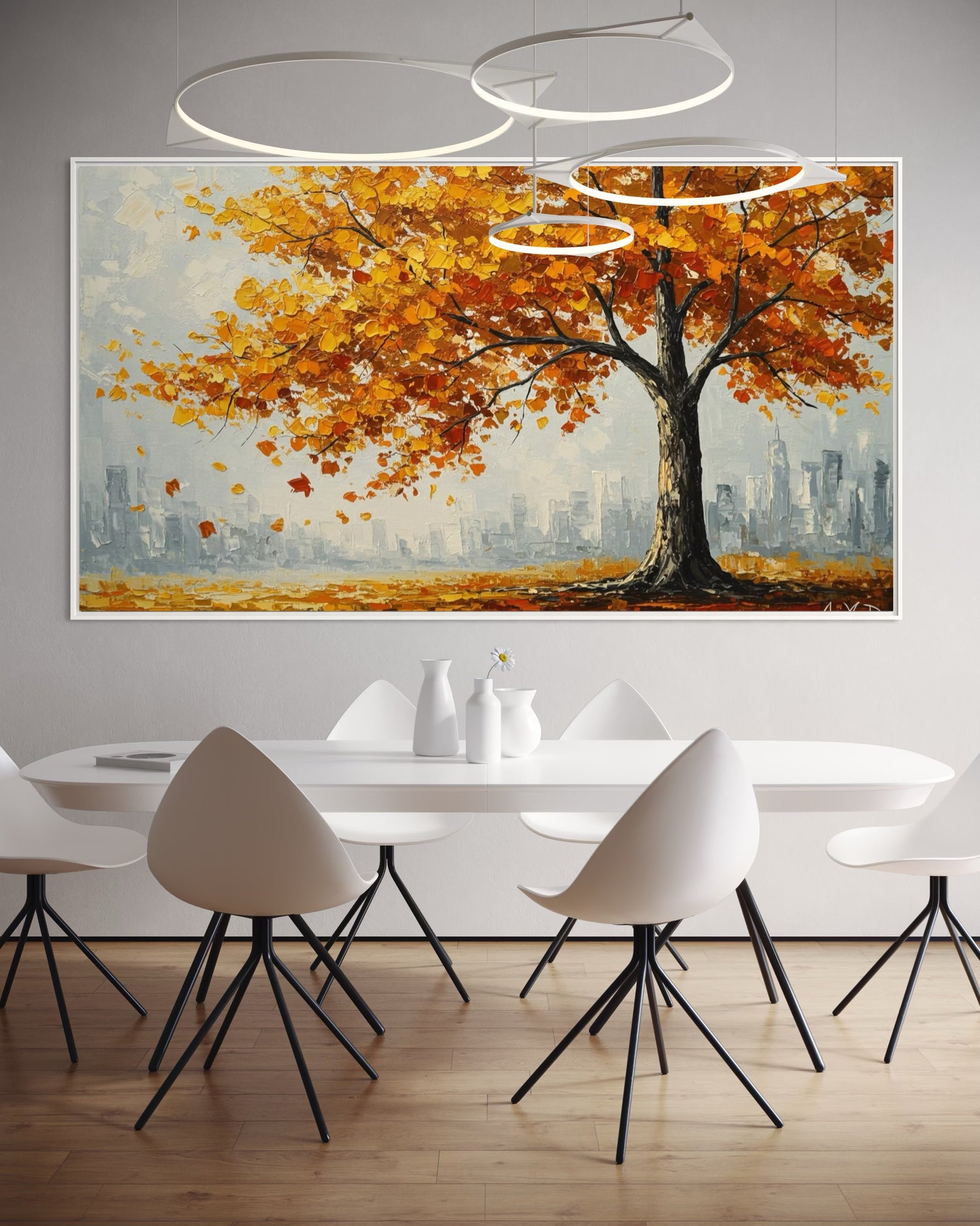Dancing Leaves on Concrete Dining Room Wall Art