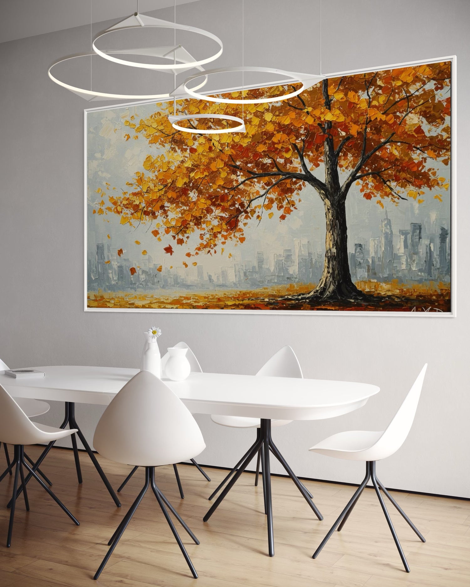 Dancing Leaves on Concrete Dining Room Wall Art