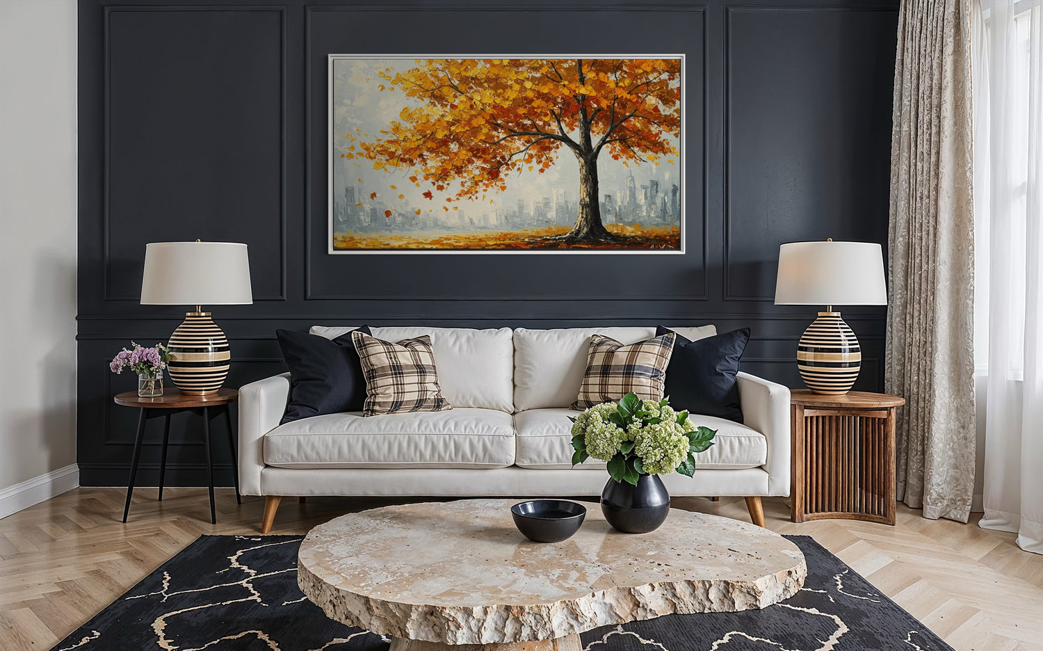 Dancing Leaves on Concrete Dining Room Wall Art