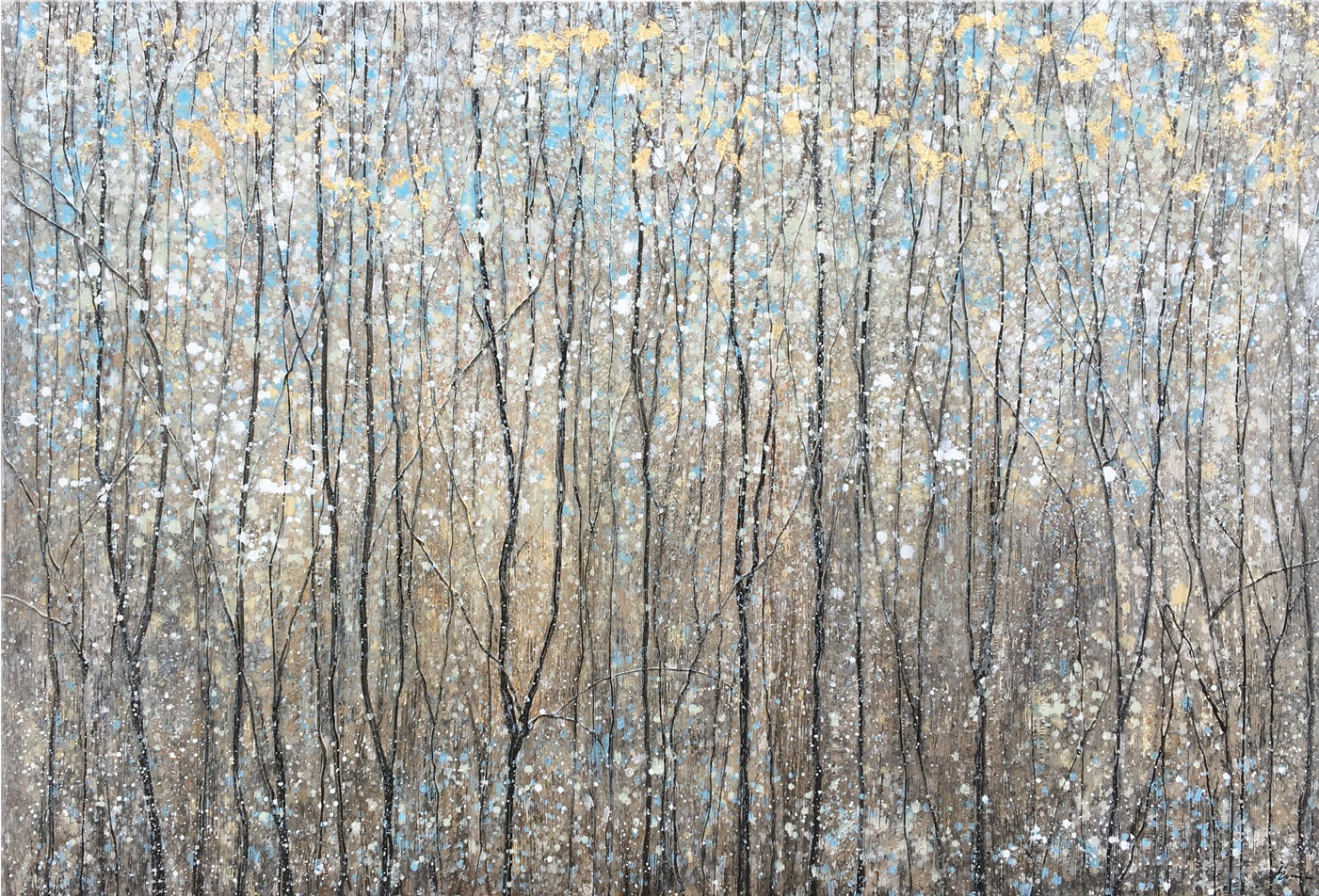 Abstract depiction of trees in a forest with vibrant colors celebrating spring&
