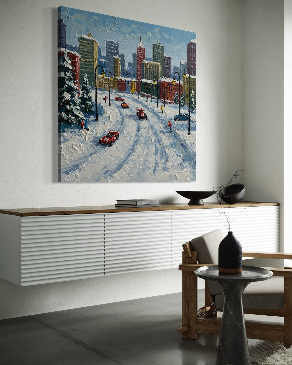 Frost-Kissed Metropolis - Hand Painting