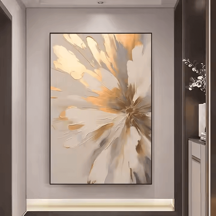 Golden Abstract Floral - Hand Painting