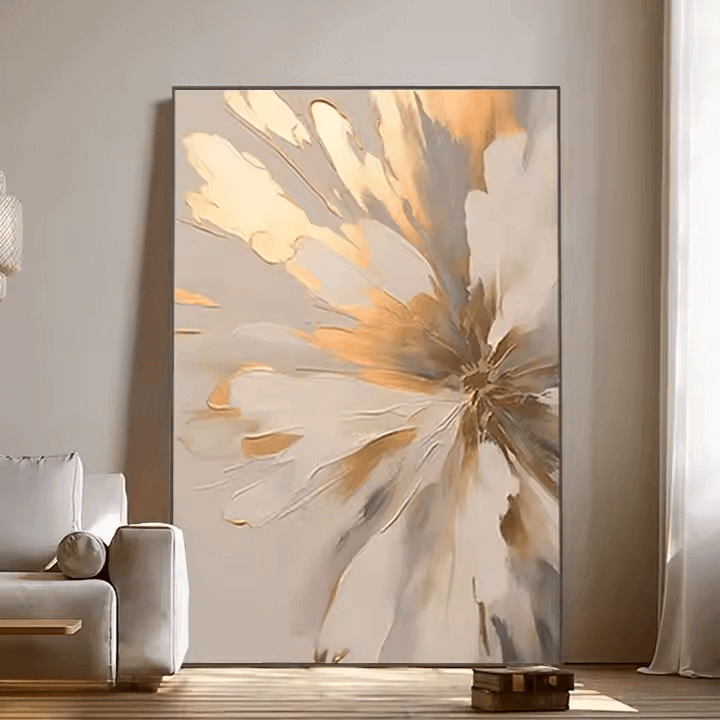 Golden Abstract Floral - Hand Painting