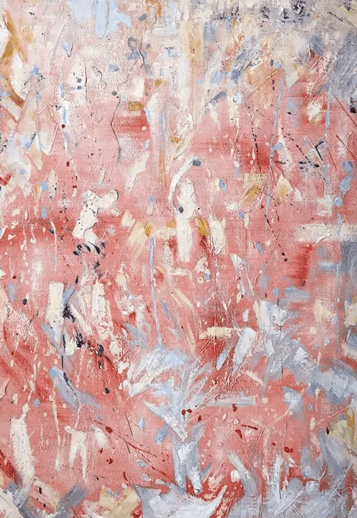 Arte abstracto multicolor rosa Dining Room Wall Art