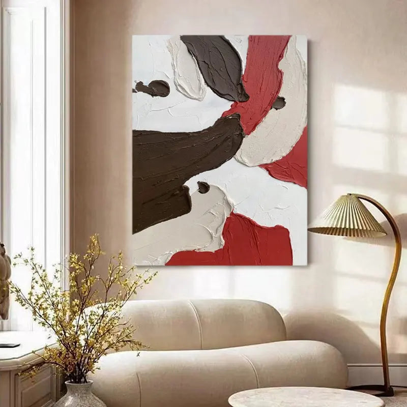 Cuadro texturizado rojo y marrón