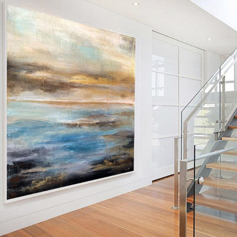 Abstraktes Meer und Himmel Quadratische Wandkunst & Gemälde