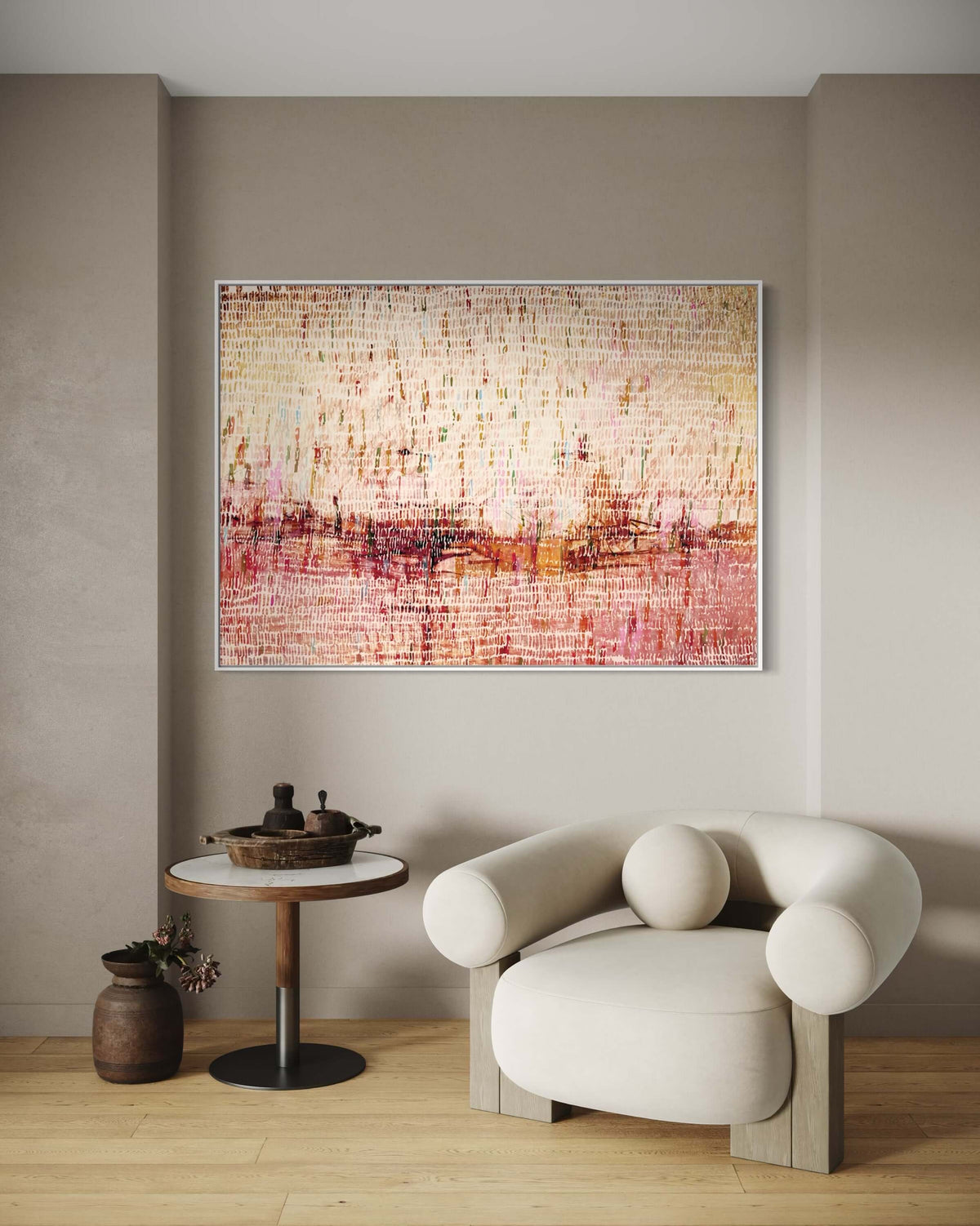 Dancing Rain Pink - Hand Painting