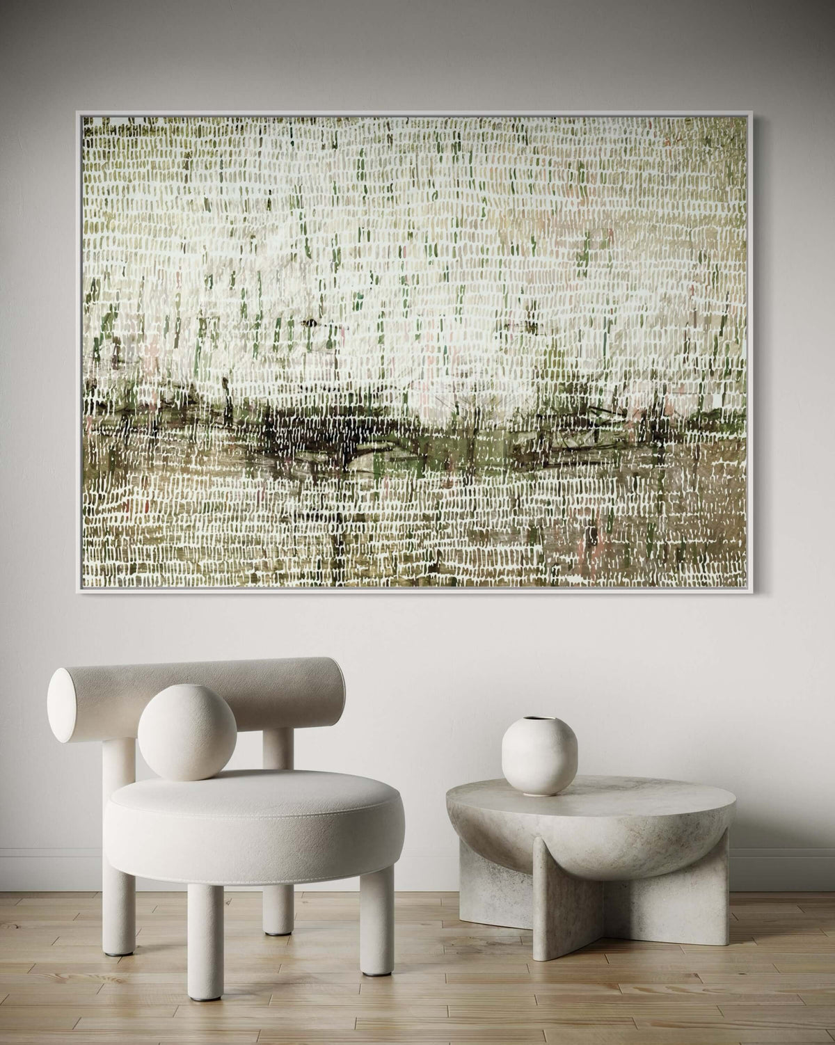 Dancing Rain Green - Hand Painting