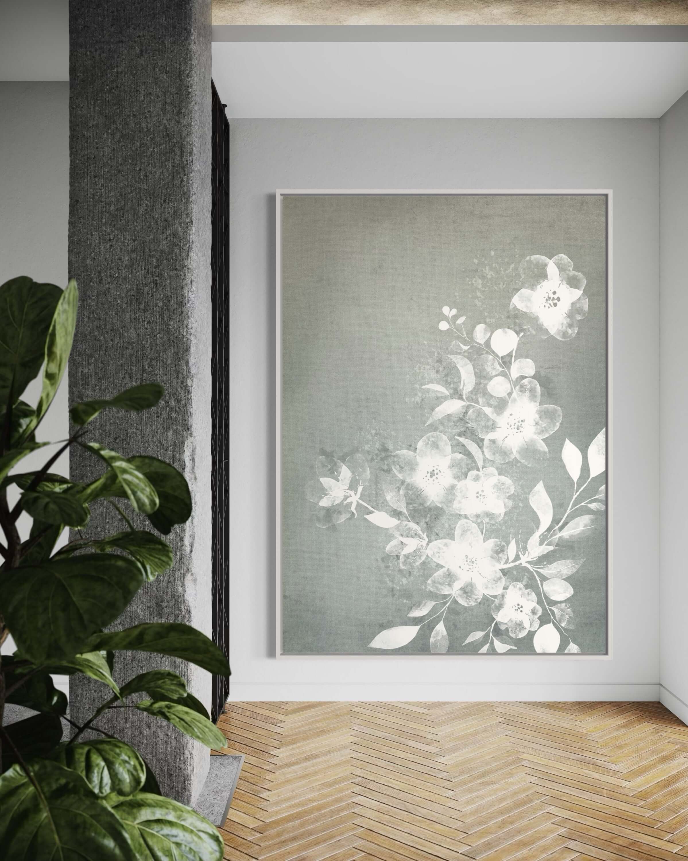 Floral blanco y azul