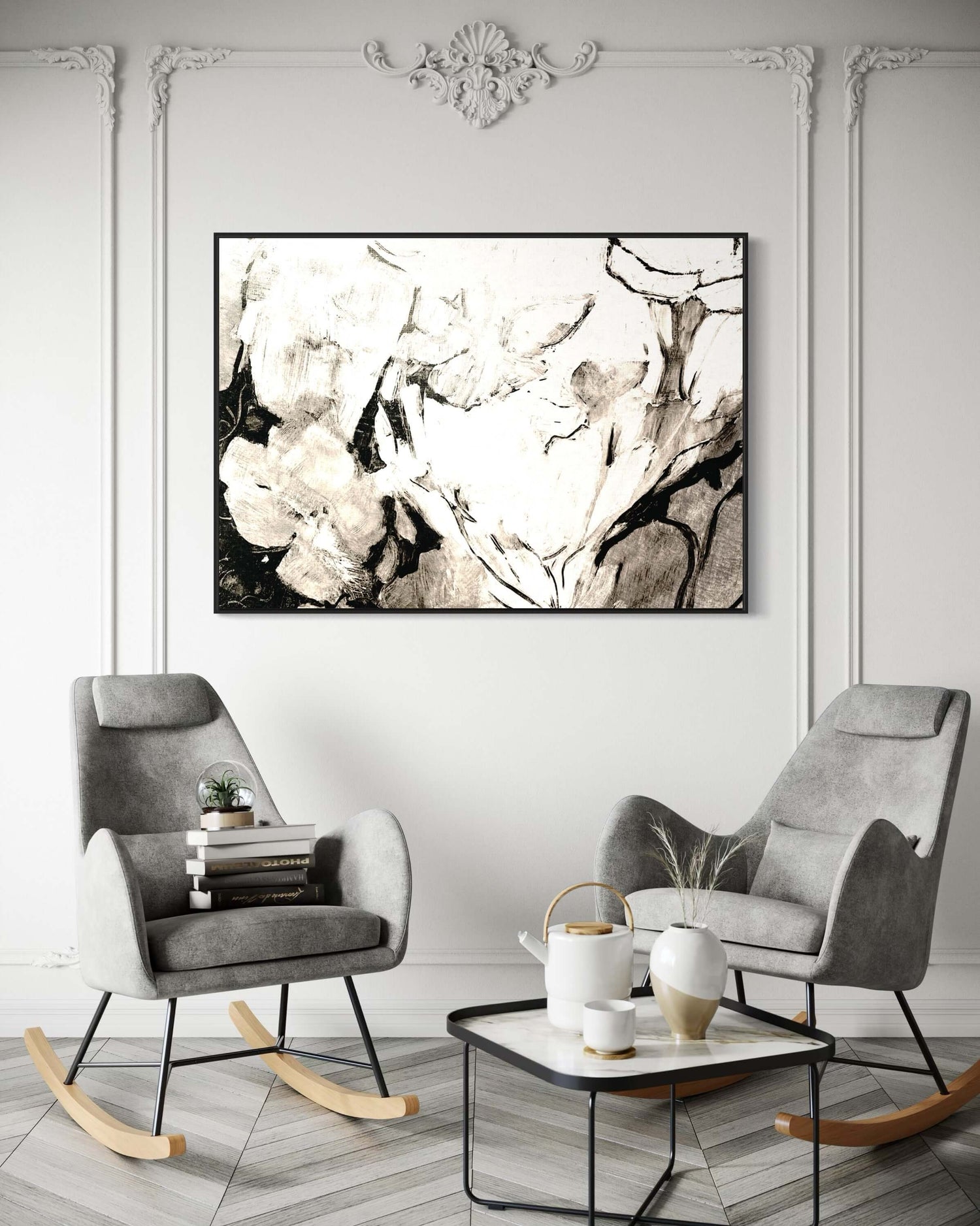 Floral negro  Dining Room Wall Art