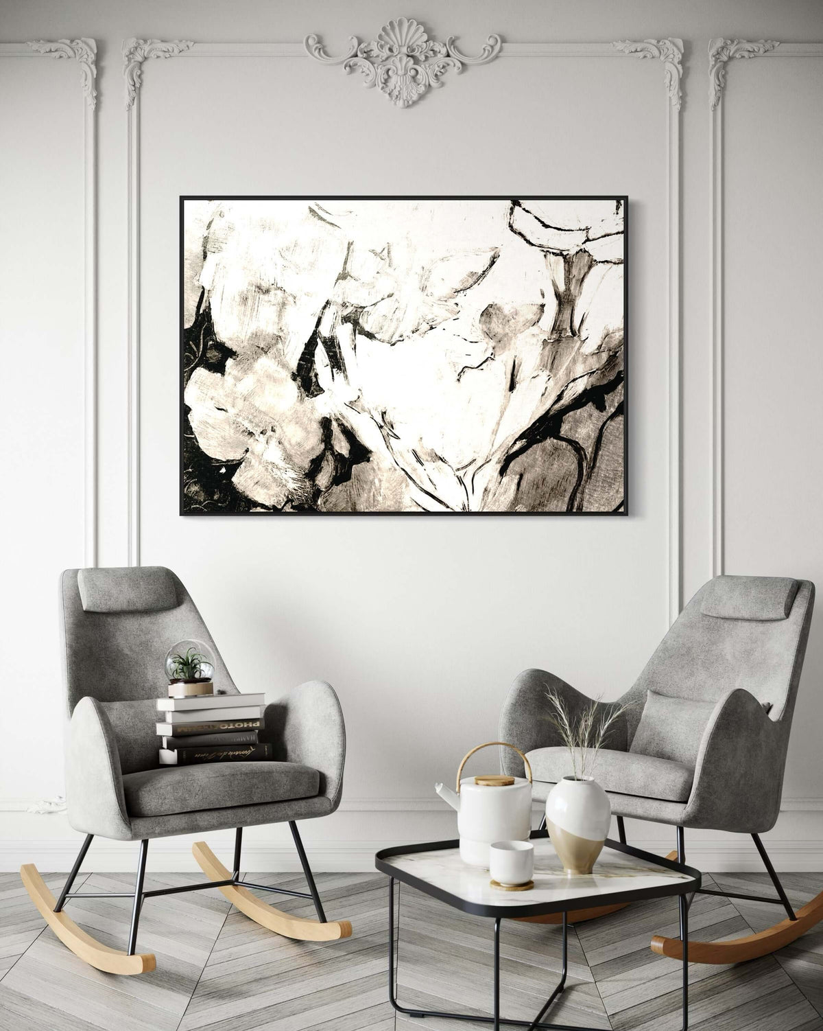 Black Floral - Hand Painting