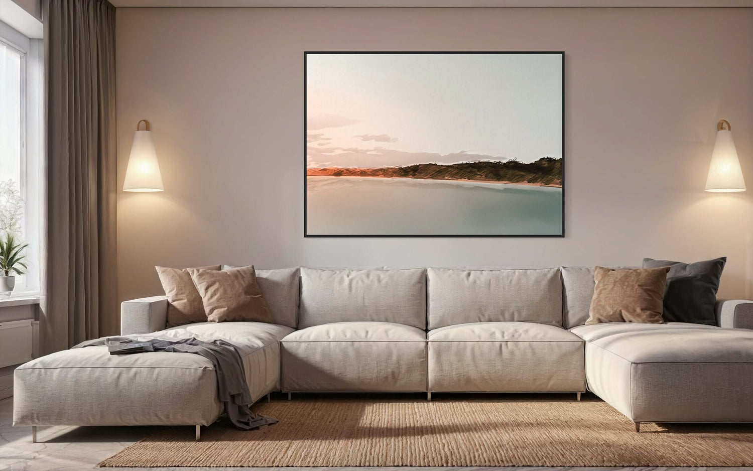 Elegant Muirs Beach wall art by Kline Collective® in a modern living room setting, ready to enhance your home decor. Dining Room Wall Art