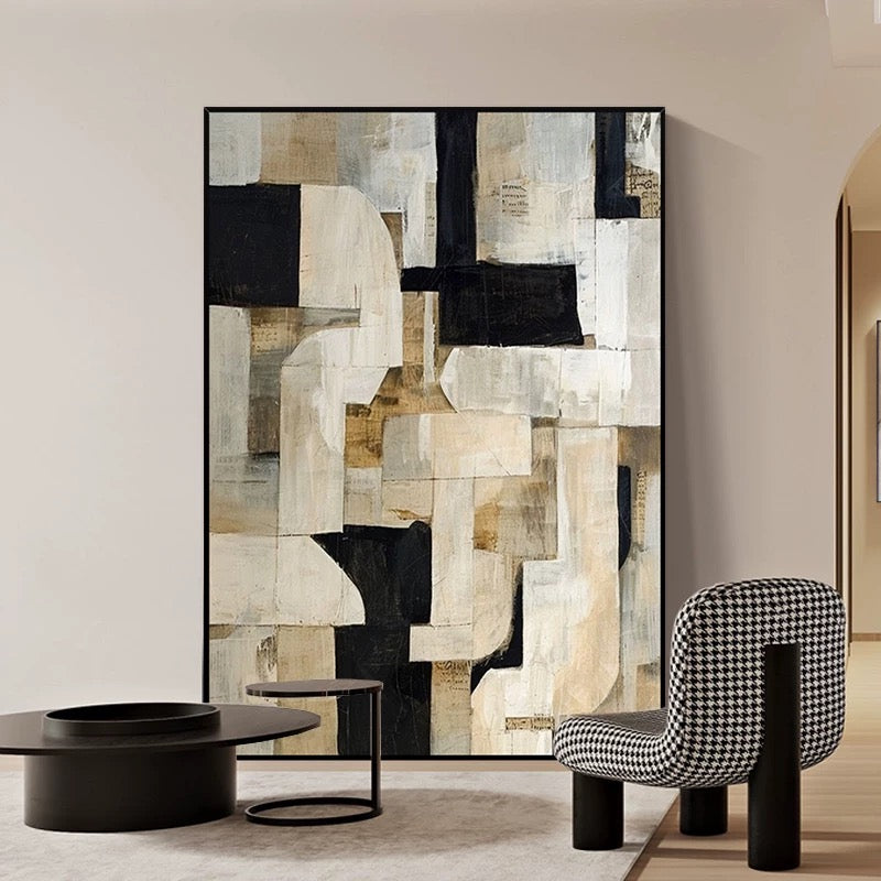 Wabi-Sabi Abstract Art in Beige - Hand Painting