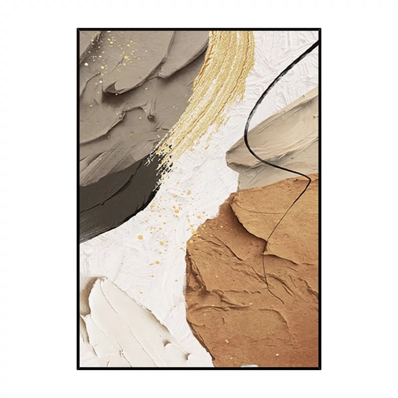 Glitter Gold, Grey, Brown & Beige Textured Painting