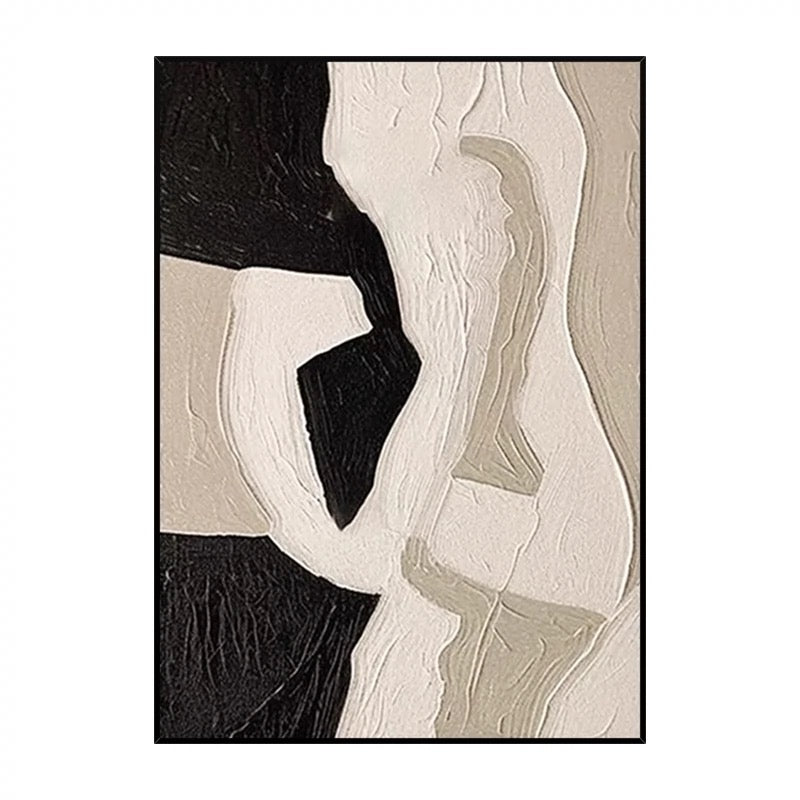 Strukturierte Wandkunst mit satten Schichten in Beige, Schwarz und Braun