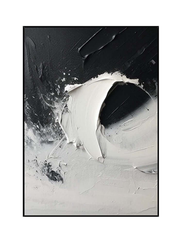 Strukturierte Wandkunst mit einer Welle Schwarz und Weiß