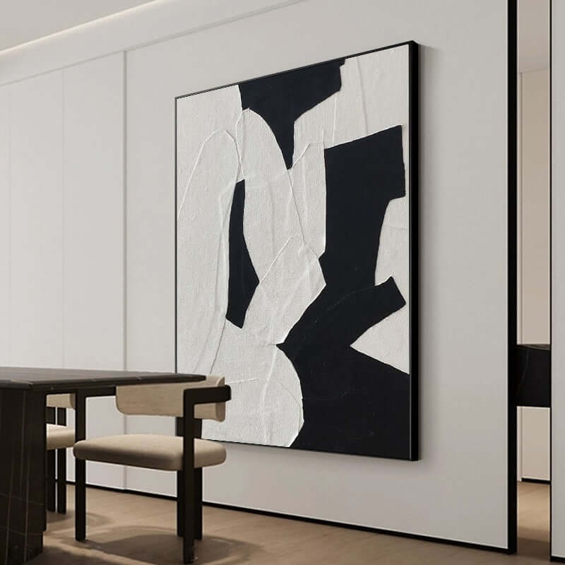White and Black Wall Art - Hand Painting
