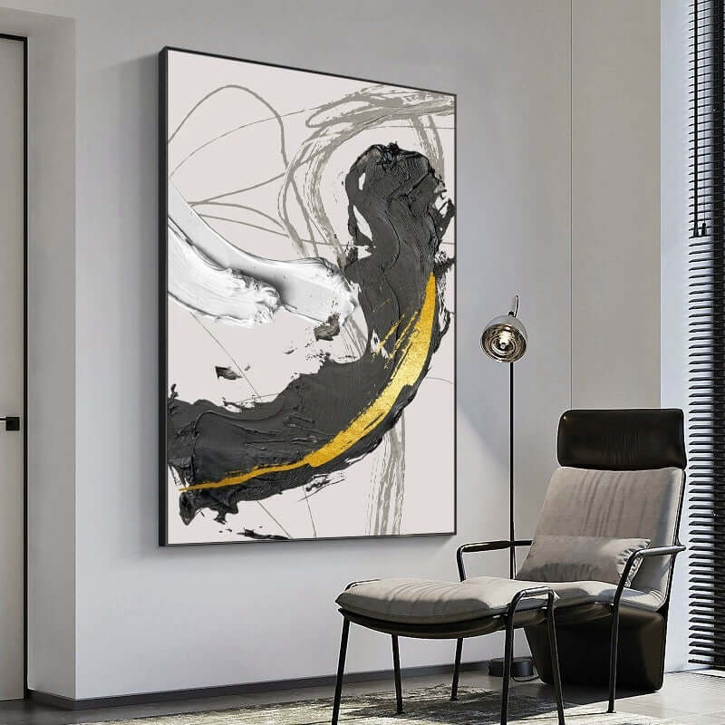 Black and Golden Wall Art - Hand Painting