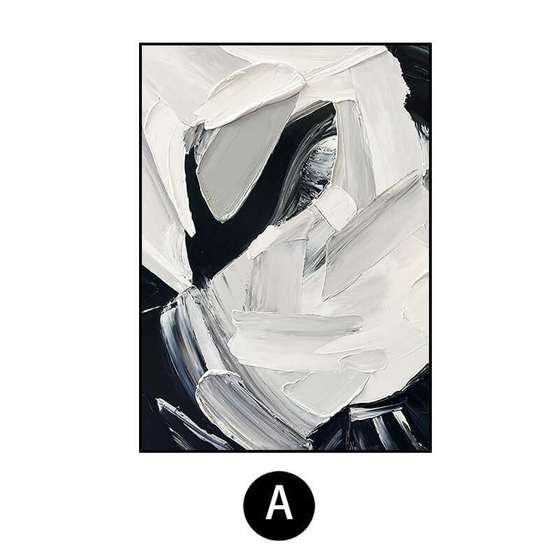 Textured Elegance White and Black Art Black and White Paintings