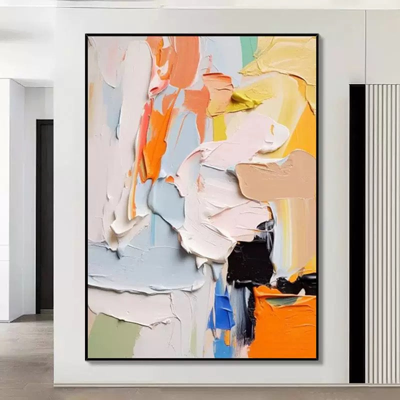 Orange and Multicolor Textured Painting