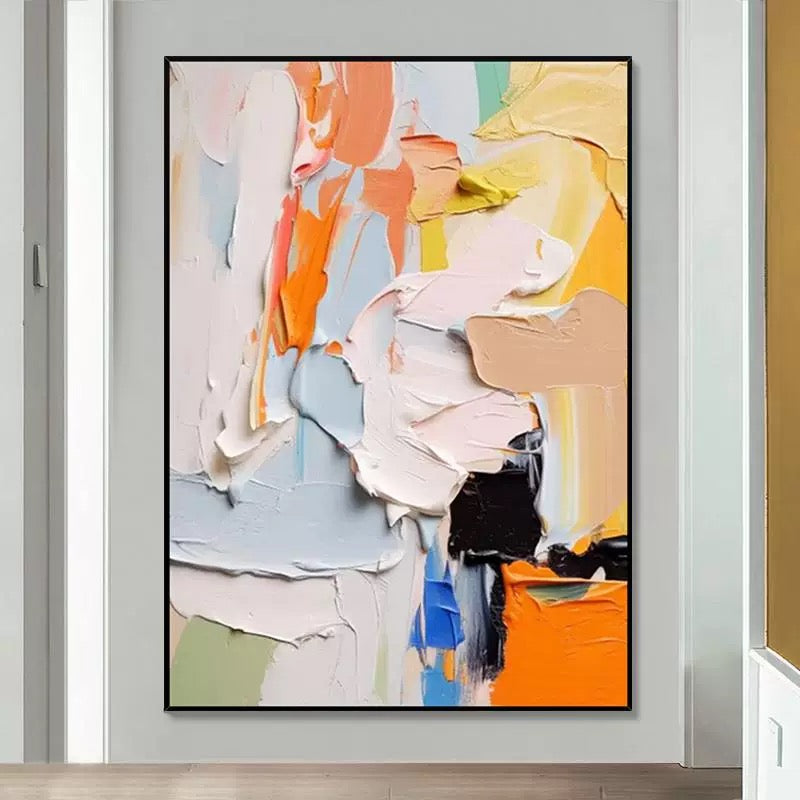 Orange and Multicolor Textured Painting - Hand Painting