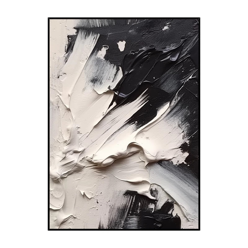 Black and Cream Textured Oil Painting - Hand Painting