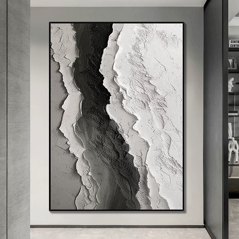Black and White Seascape Oil Painting with Texture