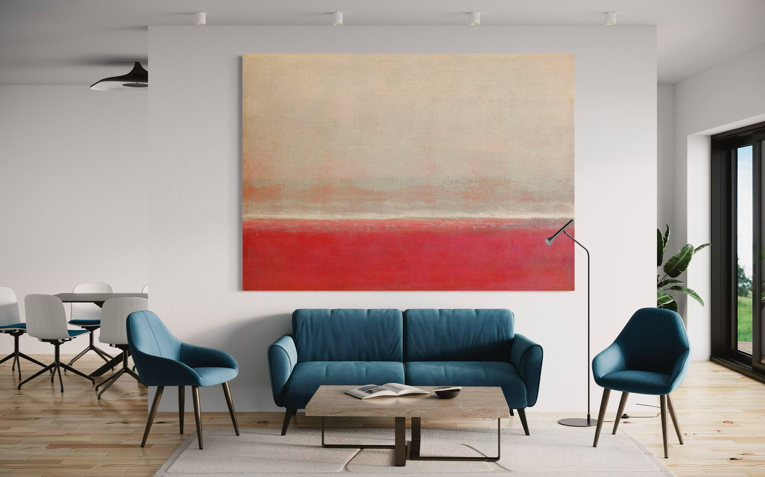 Thin Line 02 Seascape Oil Paintings Pink Wall Art