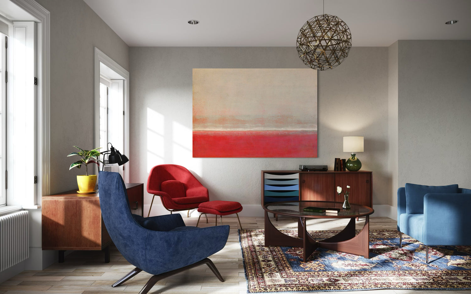 Thin Line 02 Seascape Oil Paintings Pink Wall Art
