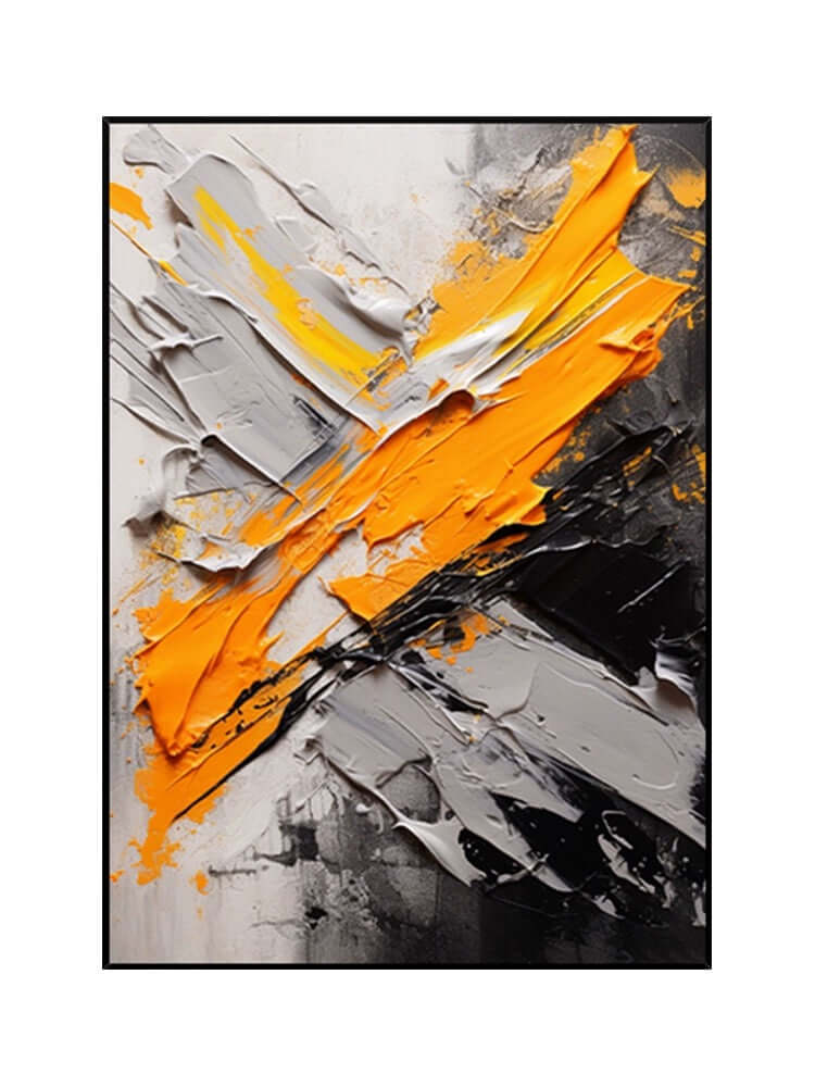 Arte de pared texturizado con explosión de color naranja