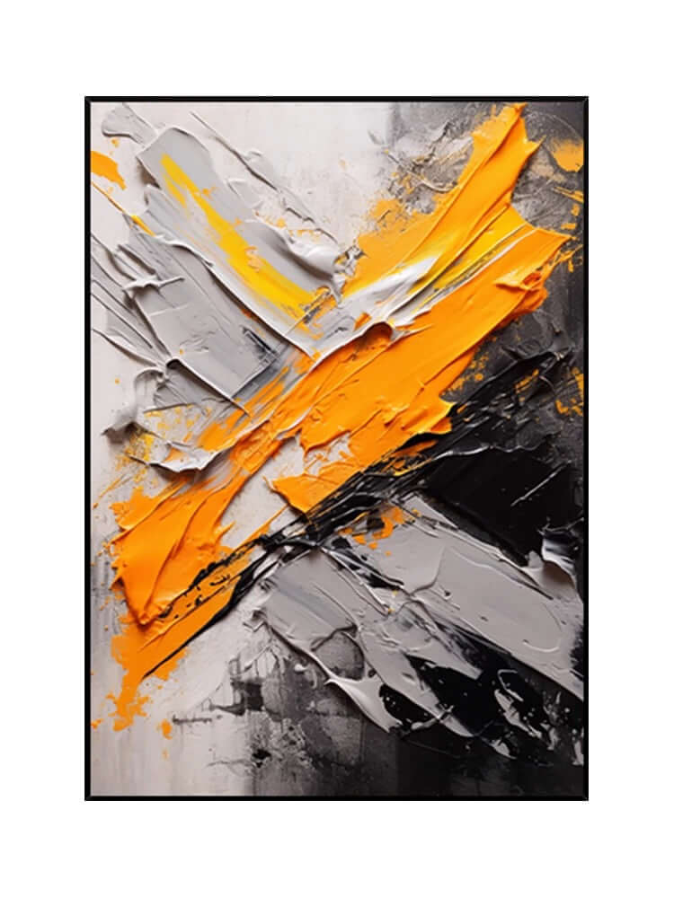 Arte de pared texturizado con explosión de color naranja