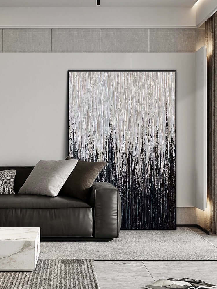 Black Stripes Textured Wall Art - Hand Painting