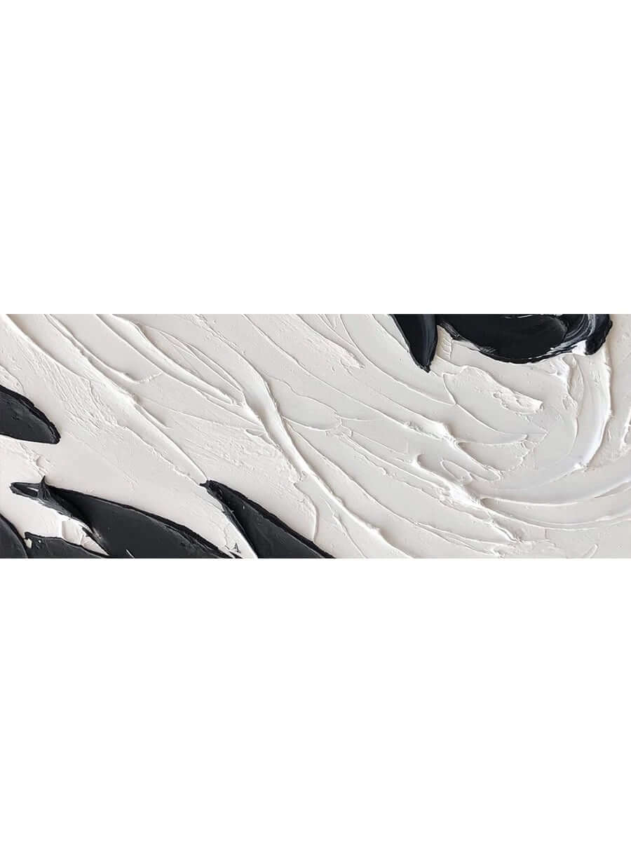 Black and White Textured Wall Art Above Sofa - Hand Painting